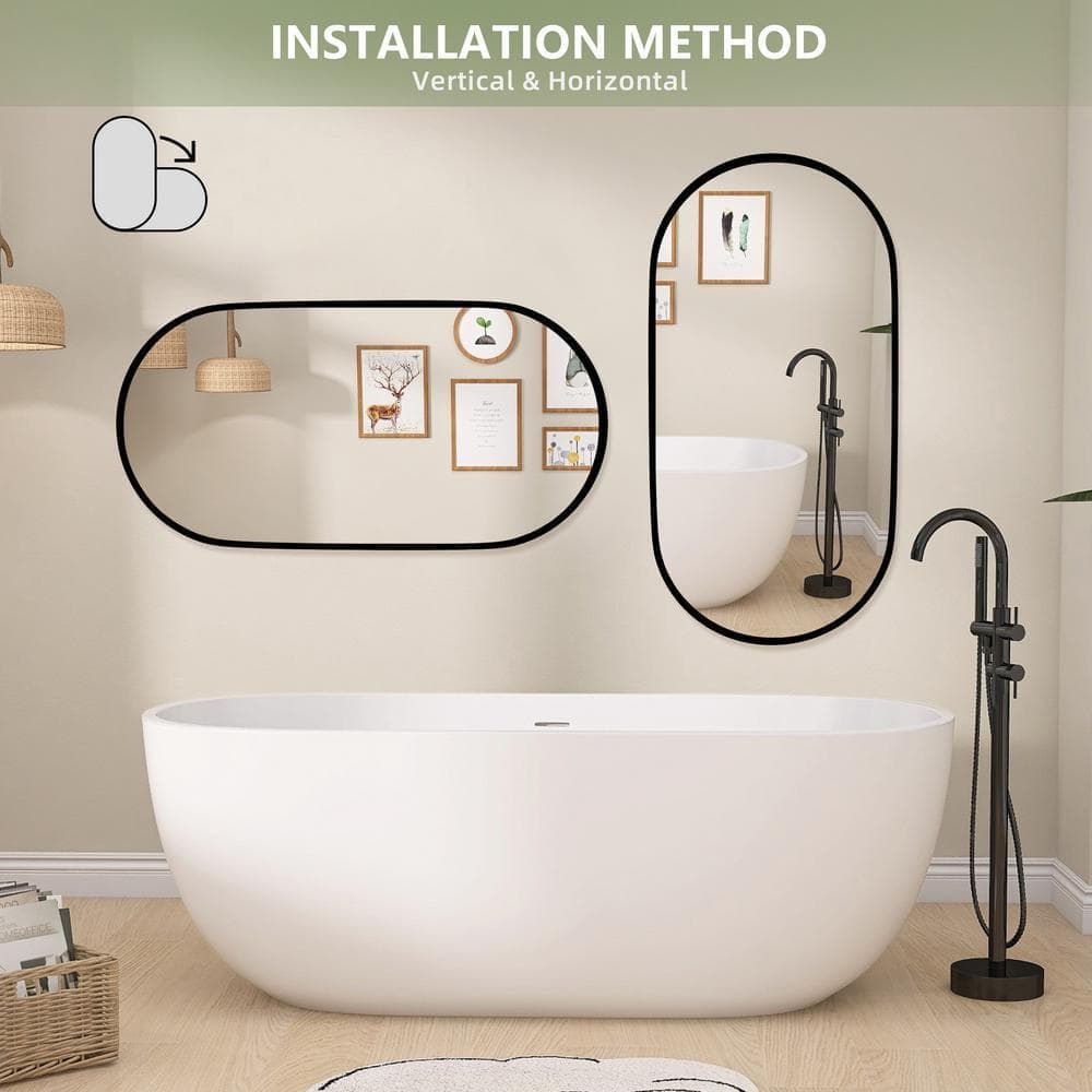 NTQ 18 in. W 36 in. H Large Framed Aluminum Vertical/Horizontal Wall Mounted Bathroom Vanity Mirror (4)