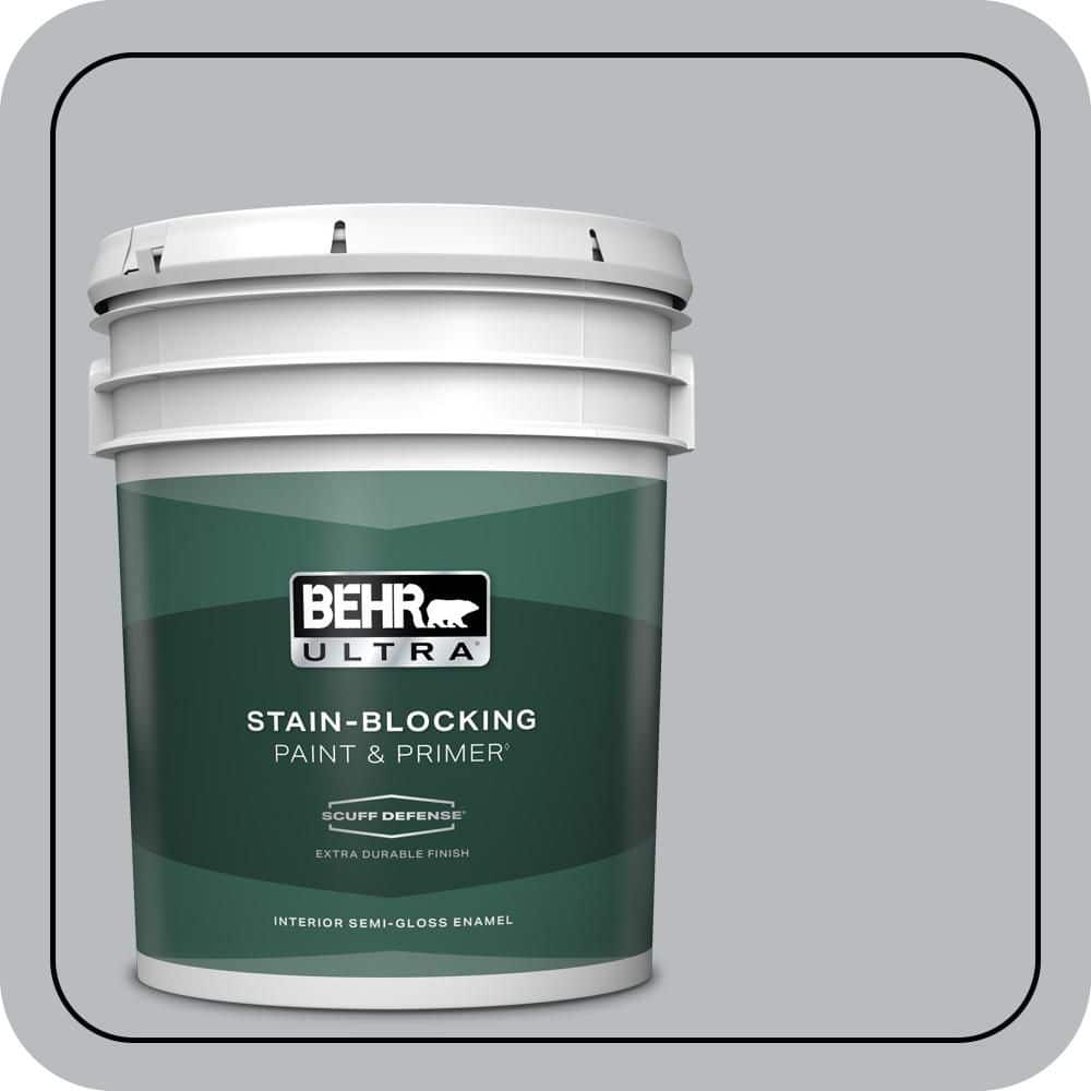 BEHR ULTRA 5 gal. #PPU18-05 French Silver Extra Durable Semi-Gloss Enamel Interior Paint & Primer