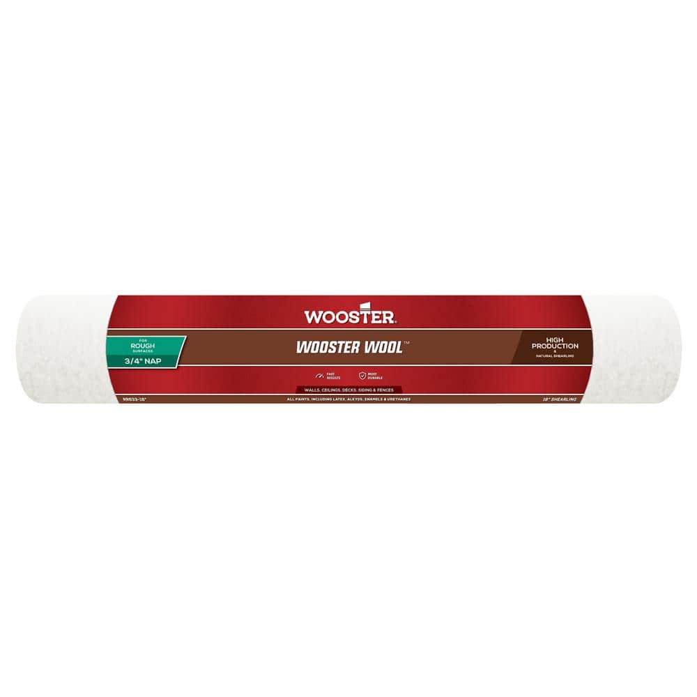 Wooster 18 in. x 3/4 in. High Density Wool Fabric Roller Cover Applicator/Tool