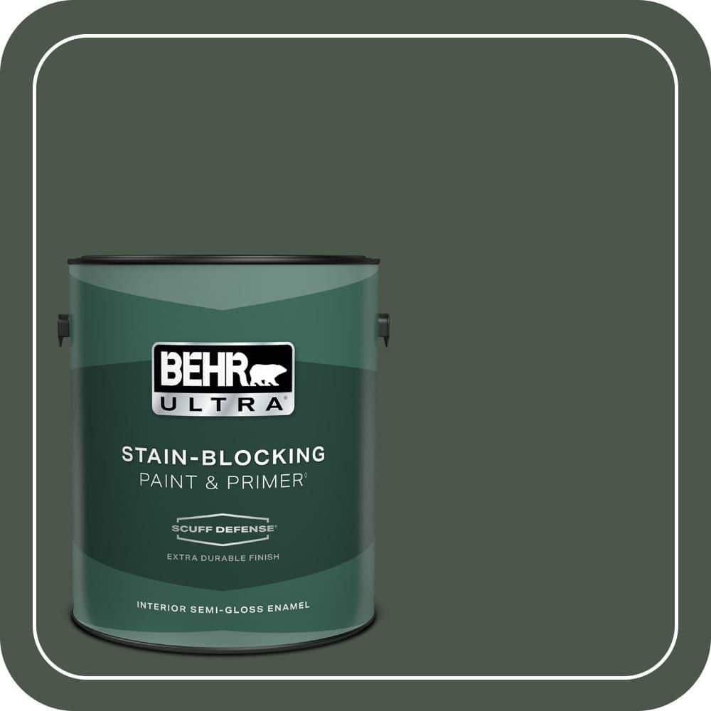 BEHR ULTRA 1 gal. #PMD-66 Deep Evergreen Extra Durable Semi-Gloss Enamel Interior Paint & Primer