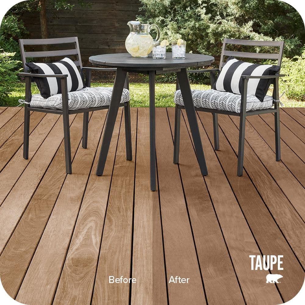 BEHR PREMIUM 1 gal. #ST-153 Taupe Semi-Transparent Waterproofing Exterior Wood Stain and Sealer (2)