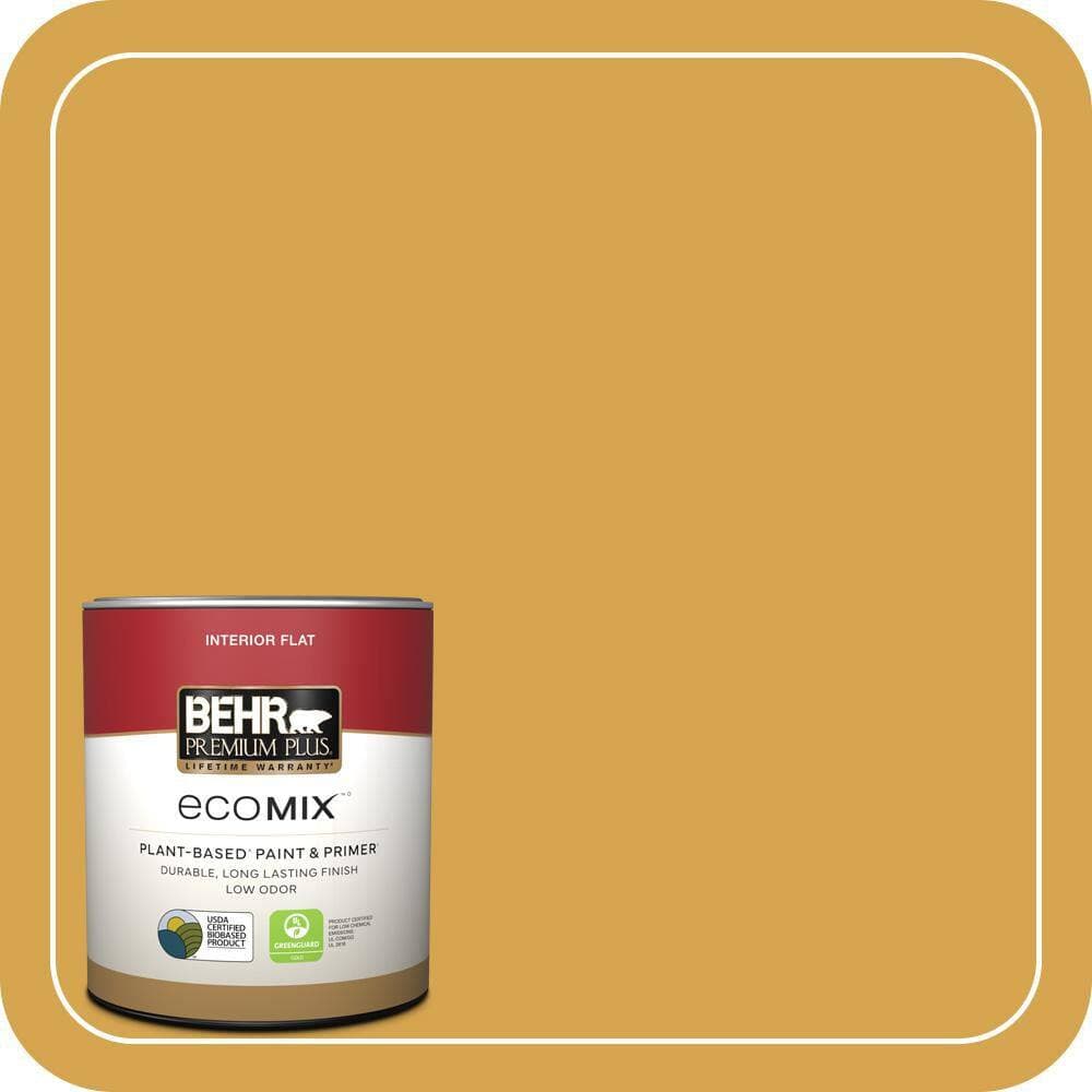 BEHR PREMIUM PLUS 1 qt. #M290-6 Plantain Chips Flat EcoMix Plant-Based Interior Paint & Primer (1)