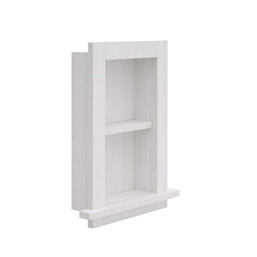 AdirHome 14.37 in. W x 4.8 in. D x 18.27 in. H Wood Recessed Decorative Bathroom Storage Wall Cabinet in White (3)