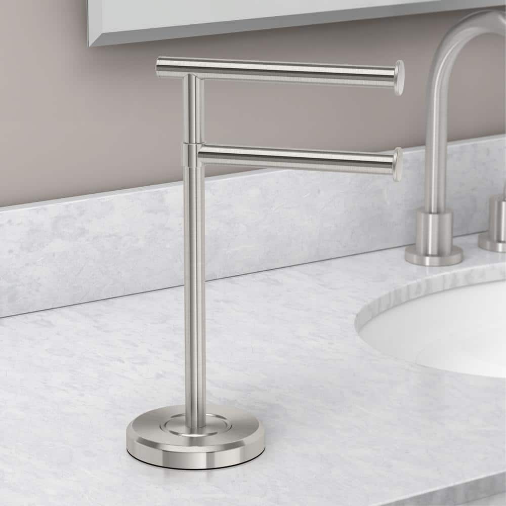 Gatco Latitude II Minimalist Countertop 12 in. 2-Arm Pivot Hand Towel Bar Holder (2)