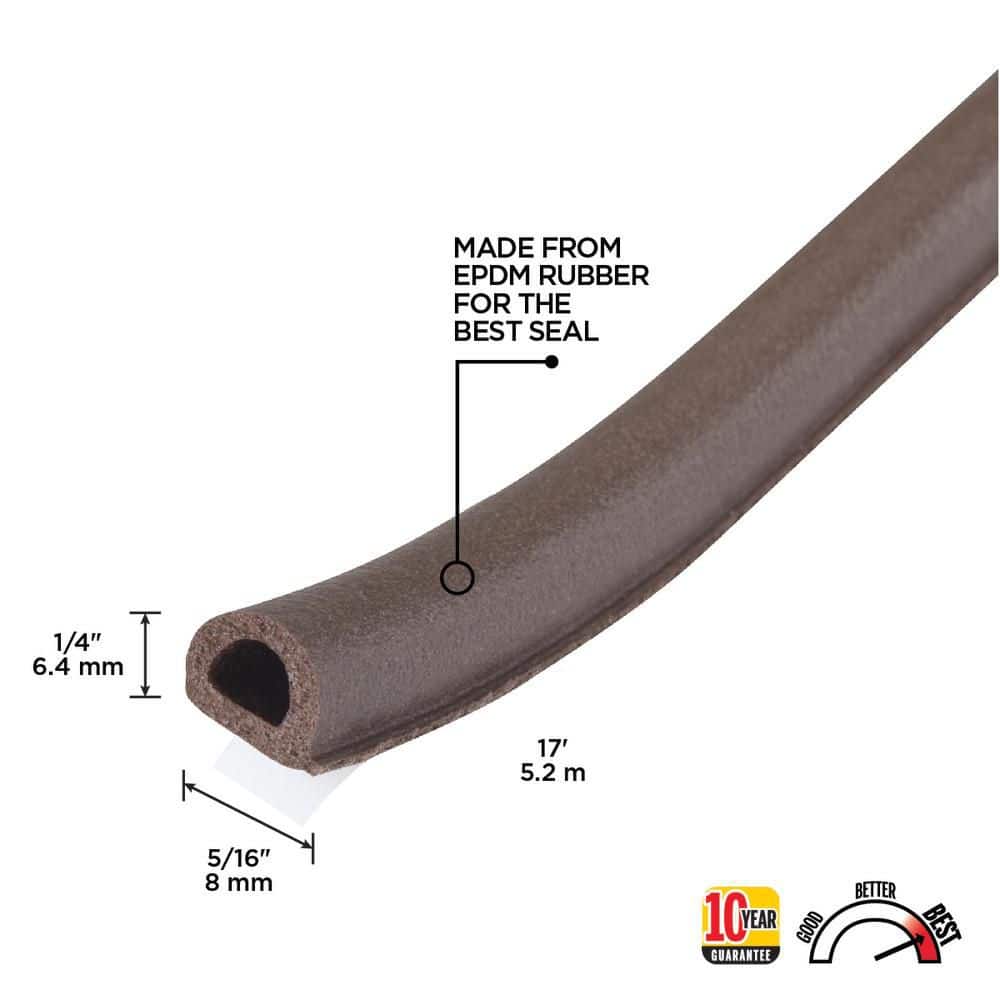 M-D Building Products 1/4 in. x 5/16 in. x 17 in. Brown Premium Rubber Window Seal for Medium Gaps (3)