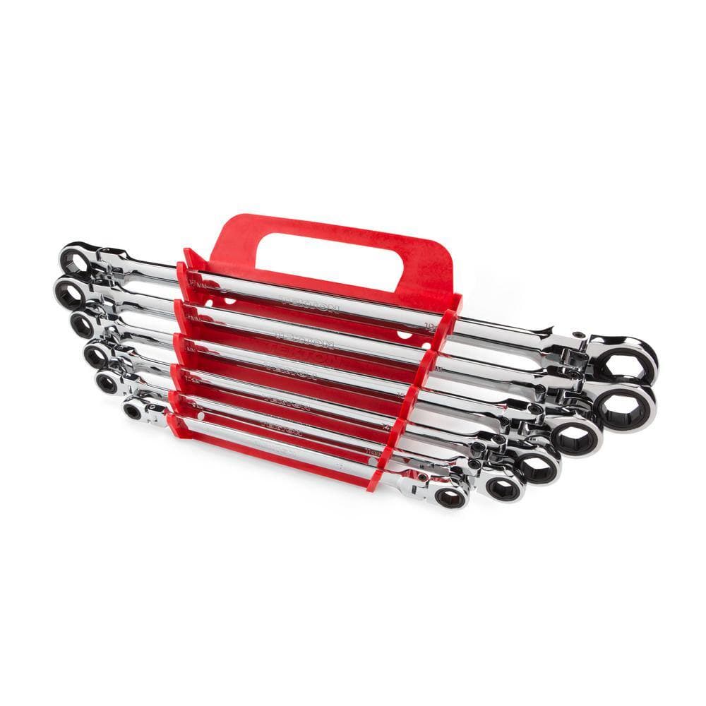 TEKTON 6-Tool Long Ratcheting Box End Wrench Holder (Red) (2)