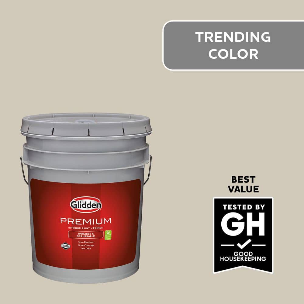 Glidden Premium 5 gal. PPG1024-4 Moth Gray Flat Interior Latex Paint (1)