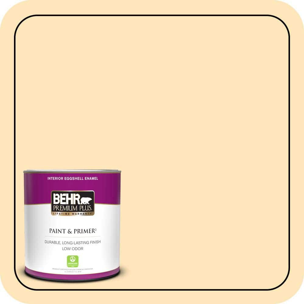 BEHR PREMIUM PLUS #ICC-91 Lemon Whip Enamel Interior/Exterior Paint & Primer Color Sample (1)