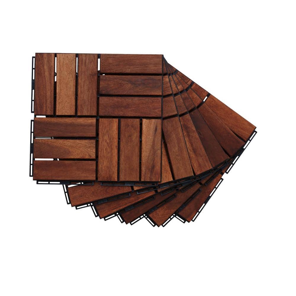 Tidoin Outdoor 1 ft. x 1 ft. Acacia Wood Deck Tile in Brown (10 Per Box) (1)