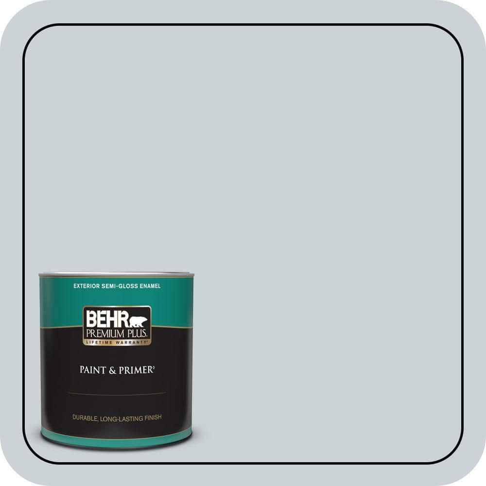 BEHR PREMIUM PLUS 1 qt. #N490-1 Absolute Zero Semi-Gloss Enamel Exterior Paint & Primer