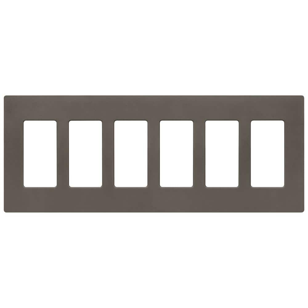 Lutron Claro 6 Gang Wall Plate for Decorator/Rocker Switches, Satin, Truffle (SC-6-TF) (1-Pack)