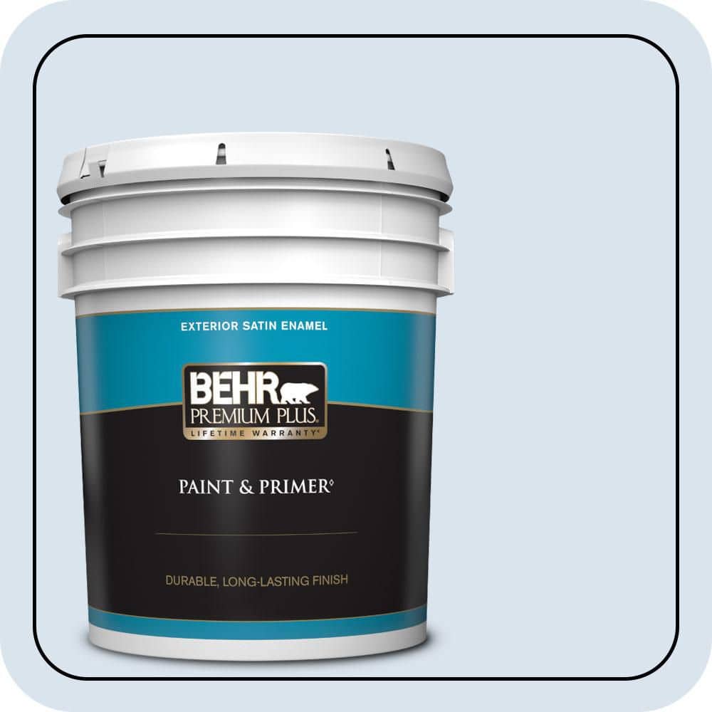 BEHR PREMIUM PLUS 5 gal. #590C-2 Ocean Air Satin Enamel Exterior Paint & Primer