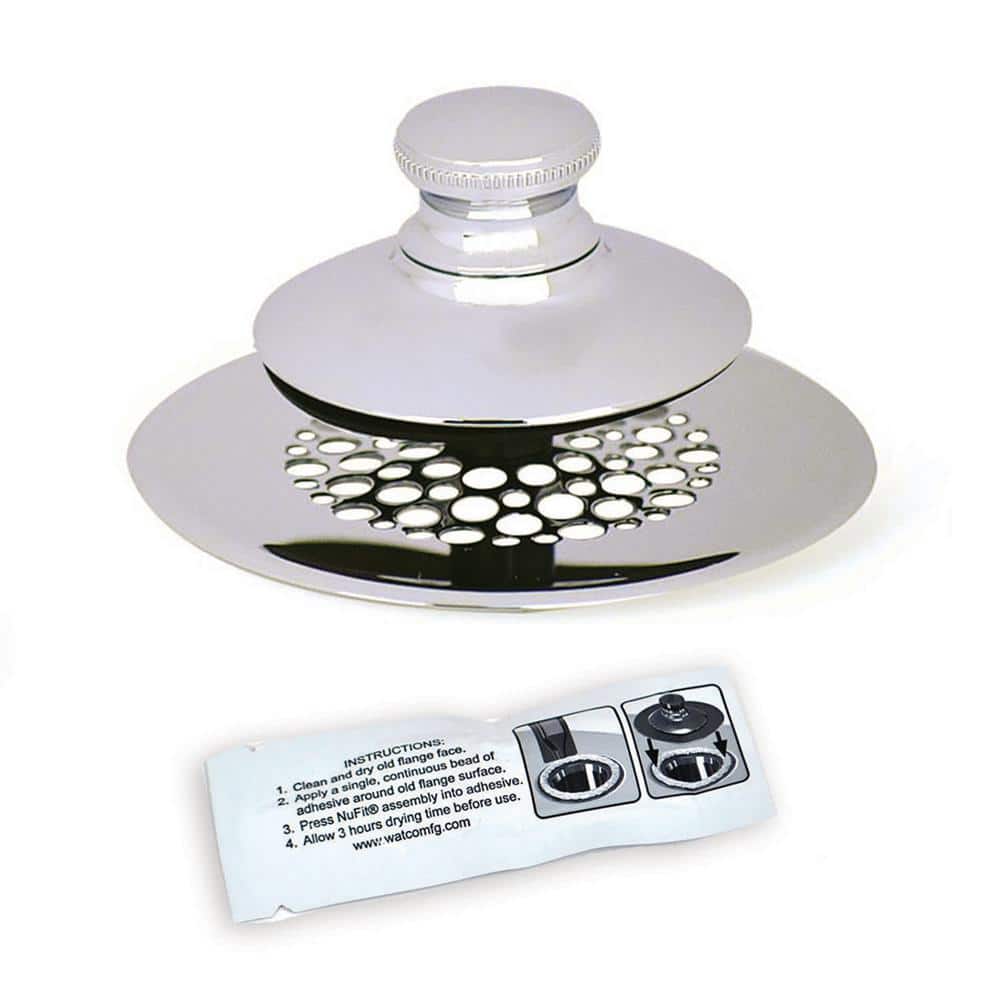 Watco 2.875 in. SimpliQuick Push Pull Bathtub Stopper, Grid Strainer and Silicone