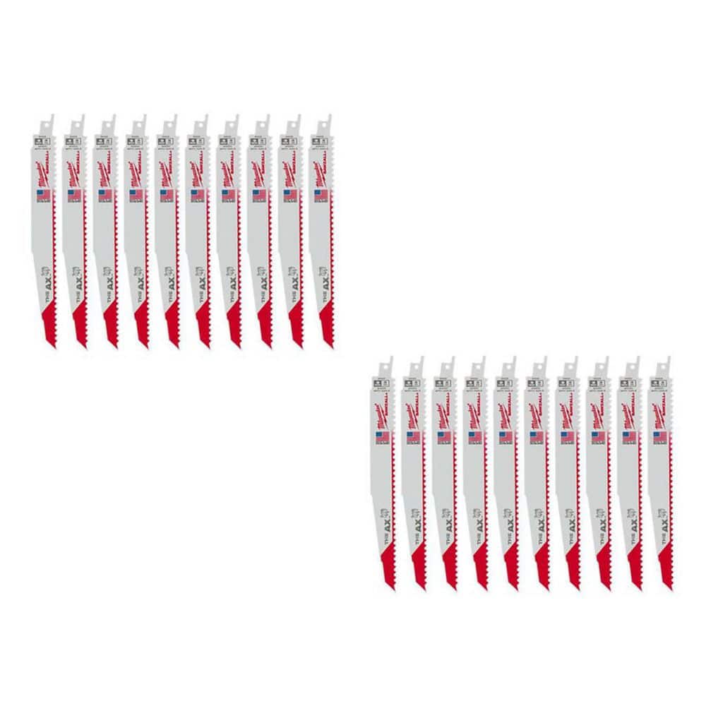 Milwaukee 9 in. 5 TPI AX Nail-Embedded Wood Cutting SAWZALL Reciprocating Saw Blades with Carbide Ax Blade + CAX 2 PACK (1)