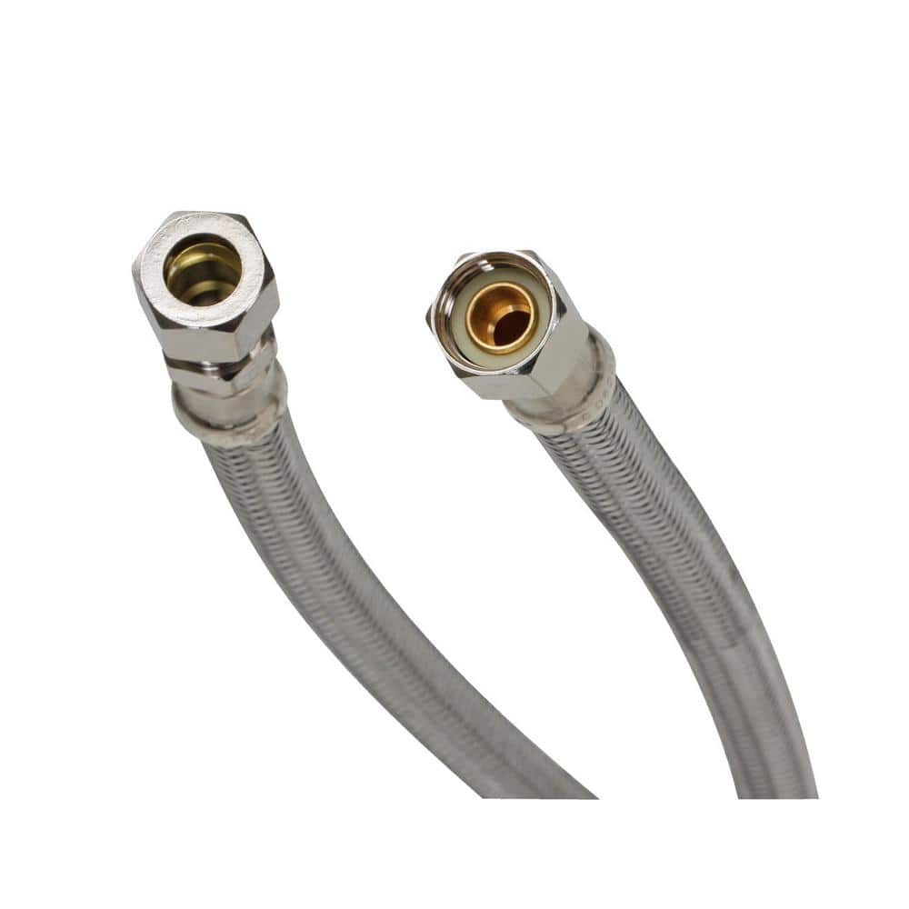 Fluidmaster 3/8 in. Compression x 3/8 in. OD Copper Tubing Coupling Fitting x 20 in. L Braided Stainless Steel Faucet Connector (2)