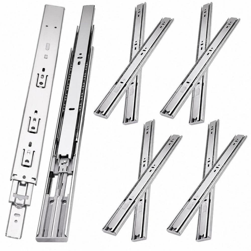 LAIFUCAM 16 in. Silver Steel Side Mount Soft-Close Heavy Duty Full Extension Drawer Slides 4 Pairs Pack 8 Pieces (1)
