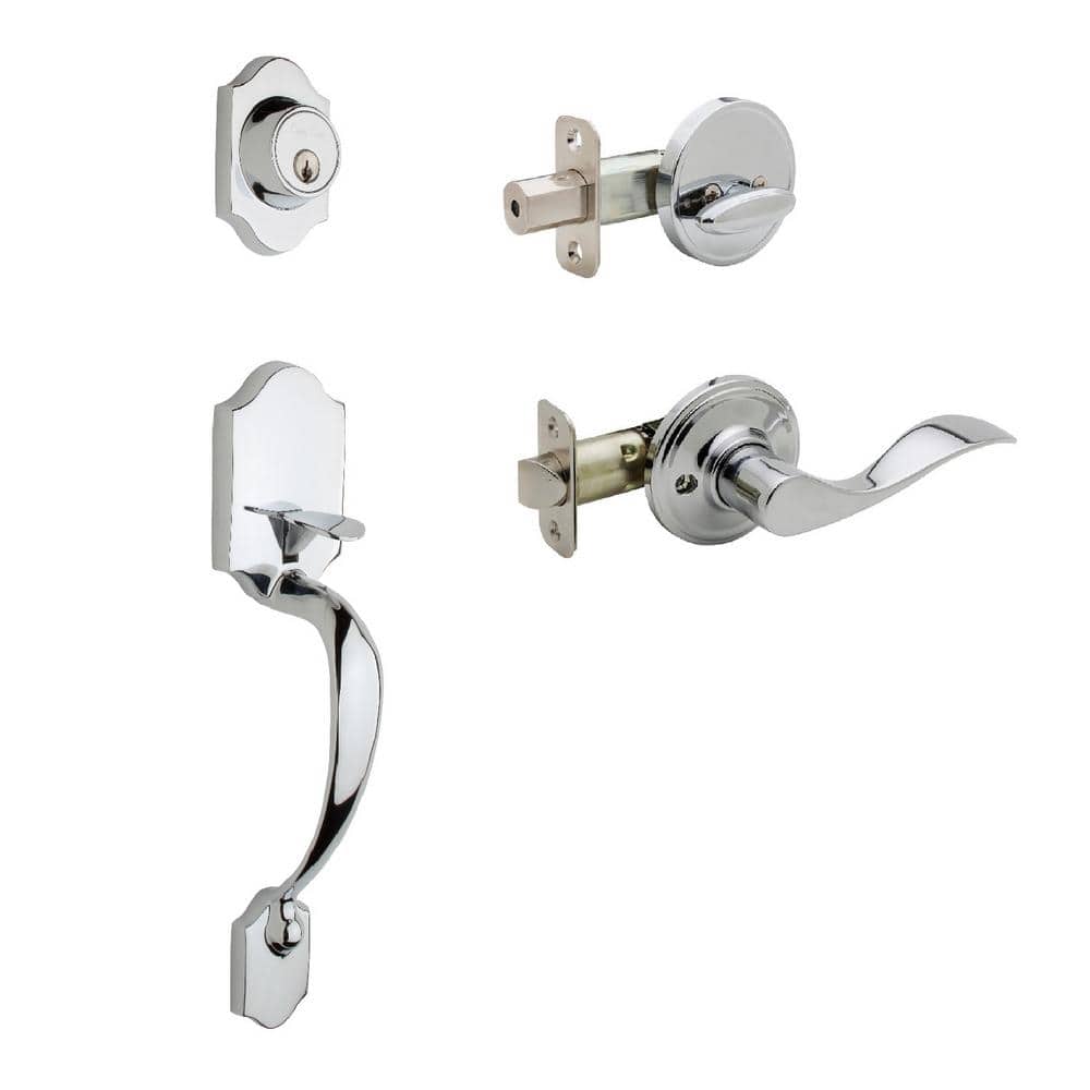 Copper Creek Heritage Polished Stainless Door Handleset and Waverlie Handle Trim (1)