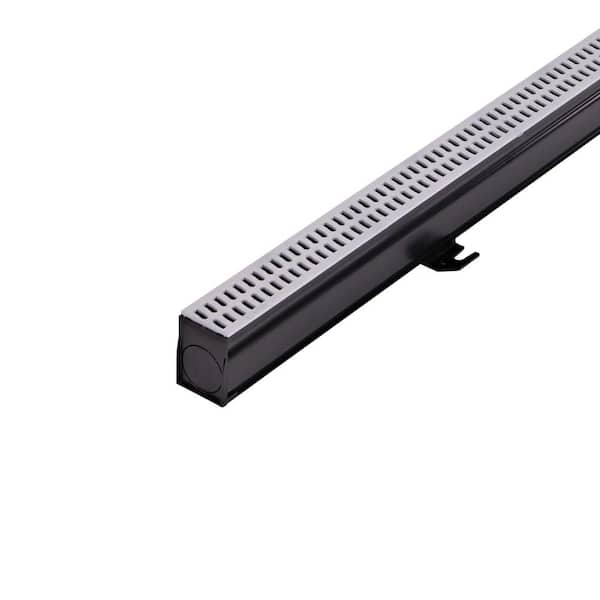 NDS 2-1/4 in. x 6 ft. Slim Channel Drain Kit Gray Grates, End Caps, Outlets, Coupling and Anchor Clips (2)