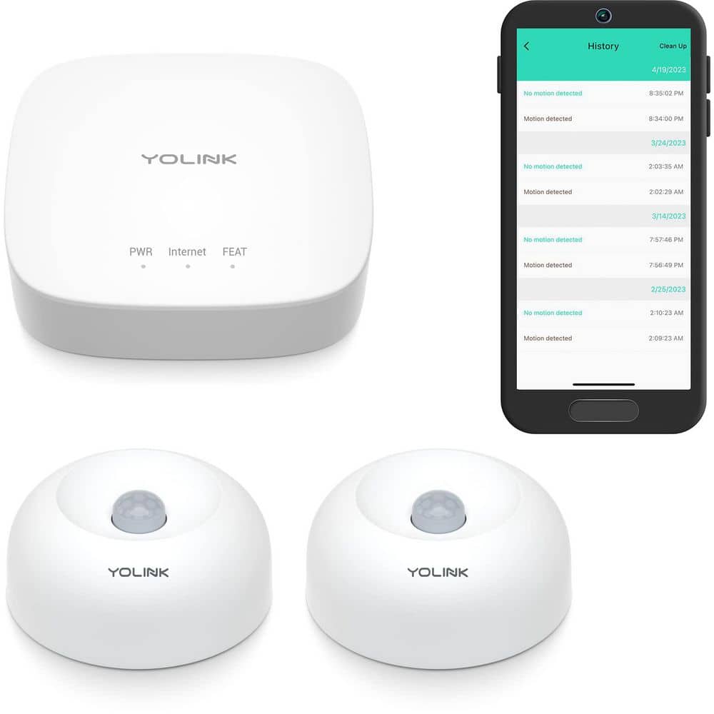 YoLink LoRa 1/4 in. Wireless Range Smart Motion Sensors, Regular Hub Included (2-Pack)
