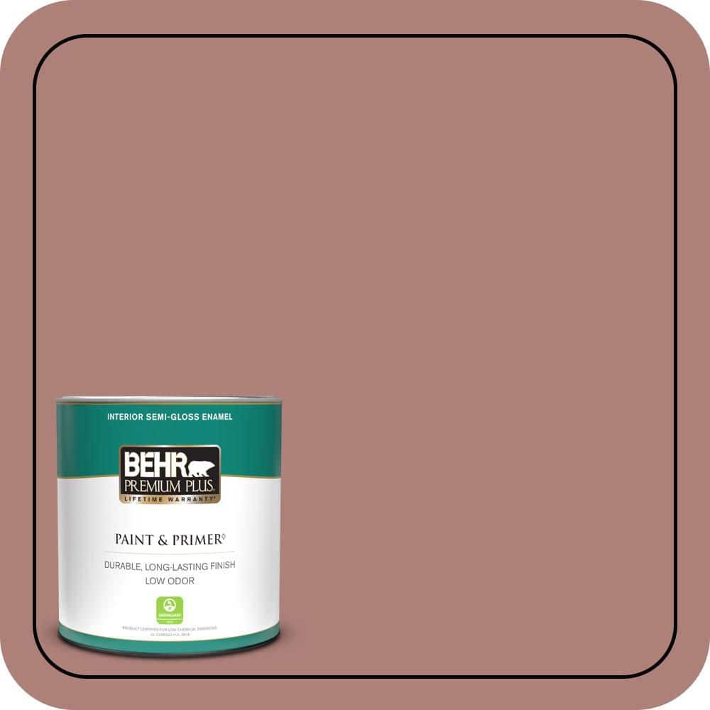 BEHR PREMIUM PLUS 1 qt. #S170-5 Smoke Bush Rose Semi-Gloss Enamel Low Odor Interior Paint & Primer