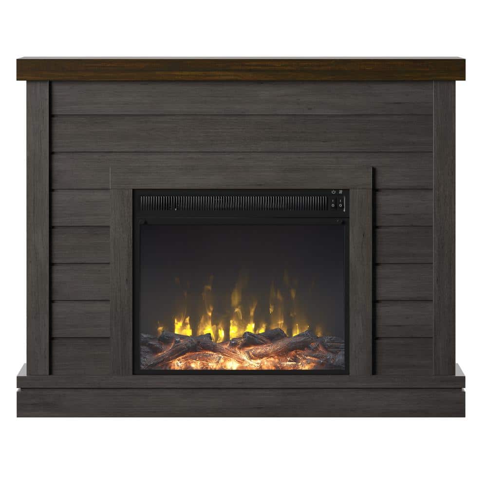 Twin Star Home 47.38 in. Freestanding Wooden Electric Shiplap Wall Mantel Fireplace in Weathered Gray (2)