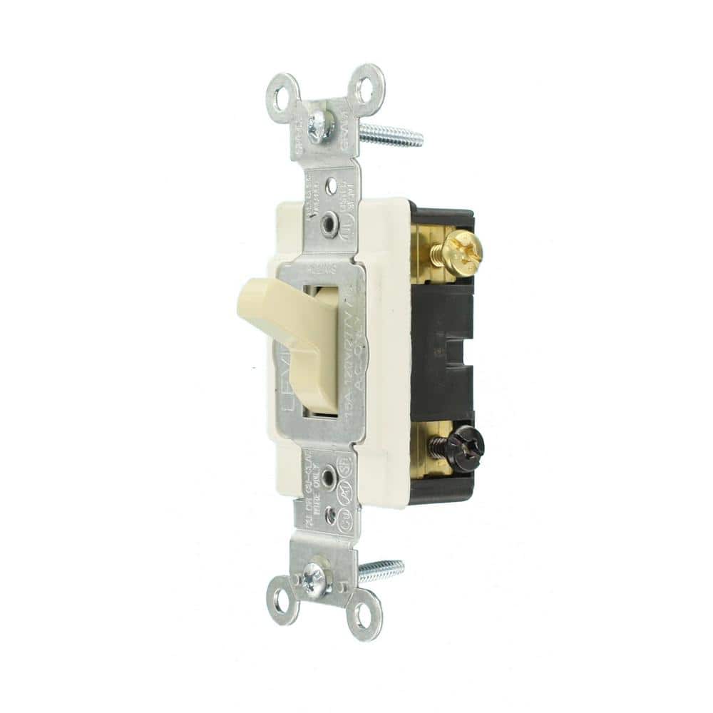 Leviton 15 Amp Commercial Grade 3-Way Lighted Handle Toggle Switch, Ivory 5503-LHI (1)