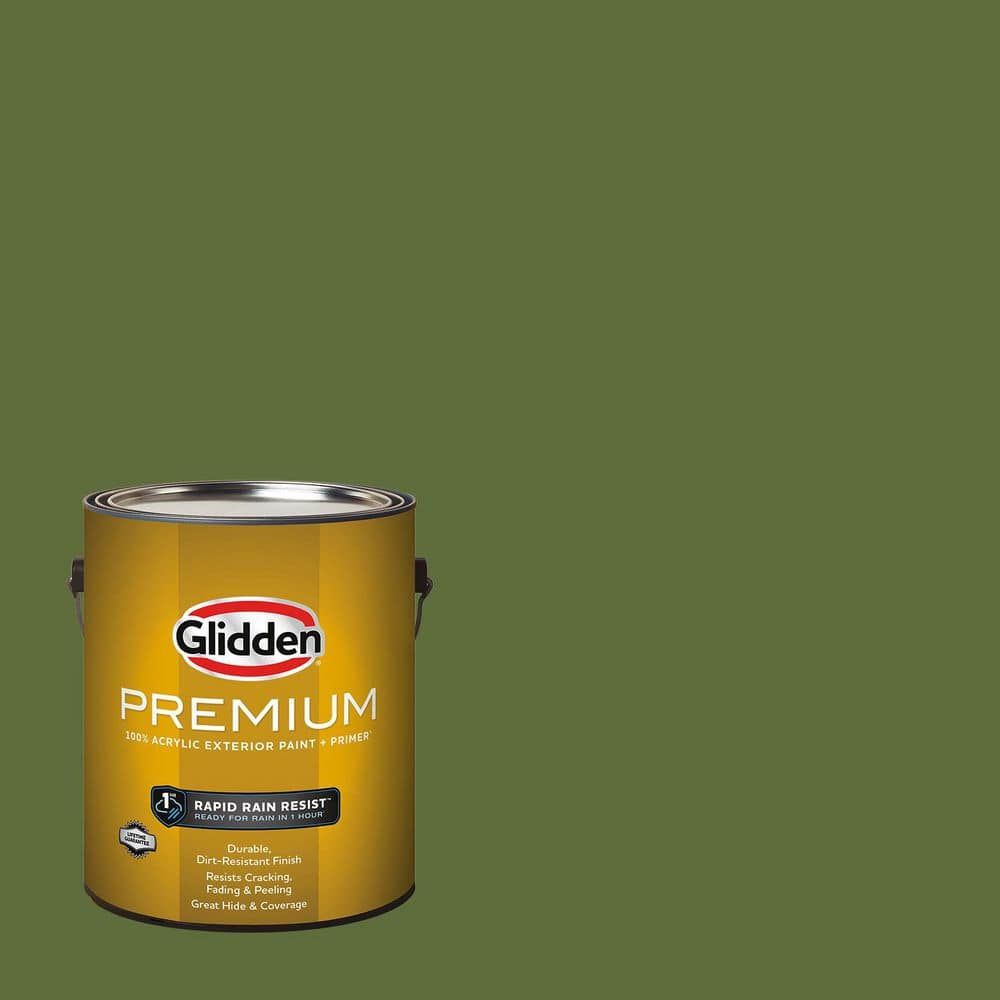 Glidden Premium 1 gal. PPG1121-7 Globe Artichoke Satin Exterior Latex Paint (2)
