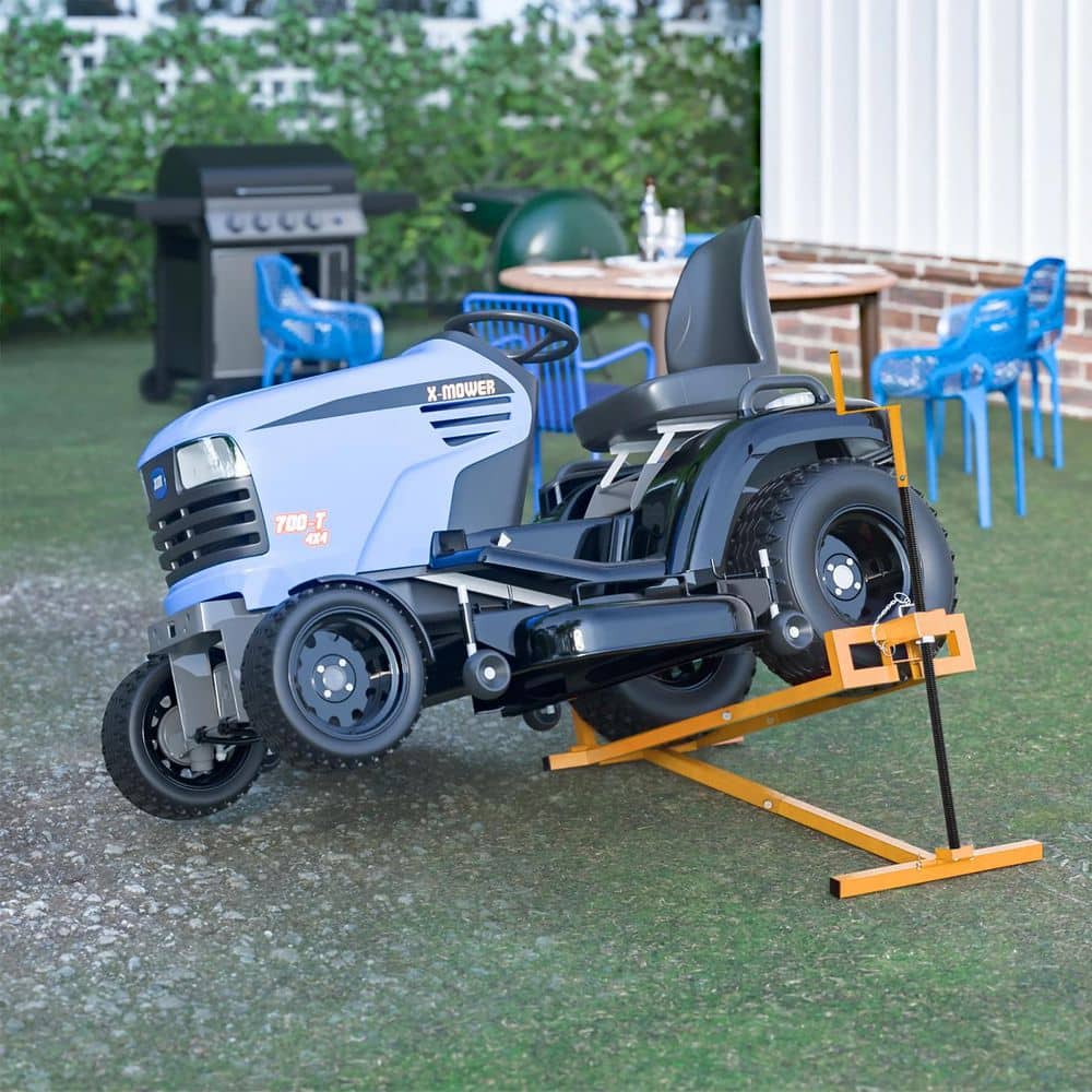 Tatayosi 800 lbs. Capacity Lawn Mower Lift for Riding Tractors, Lawn Tractor, Cleaning Aid, Universal, 45° Tilt Adjustable Yellow (2)