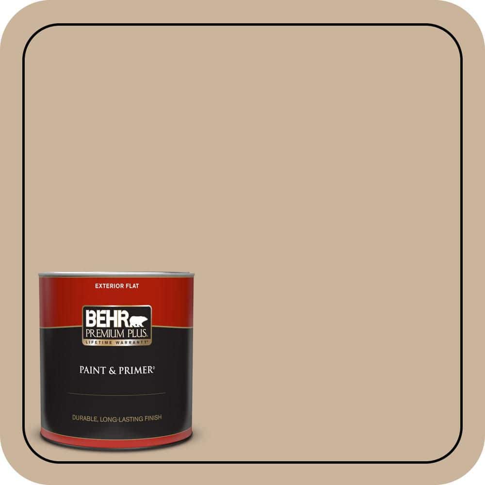 BEHR PREMIUM PLUS 1 qt. #PPU4-07 Mushroom Bisque Flat Exterior Paint & Primer