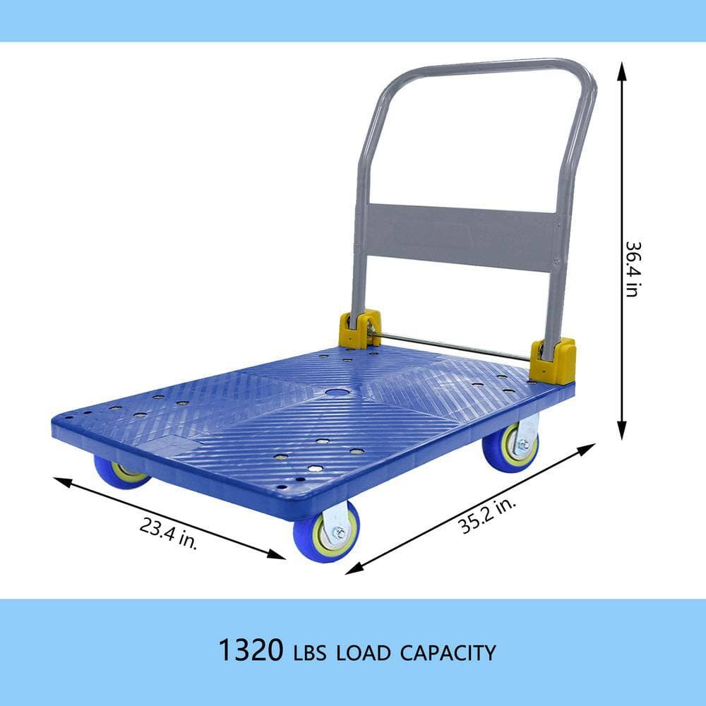Tidoin 1320 lbs. Foldable Platform Push Hand Truck Industrial Use Cart (2)