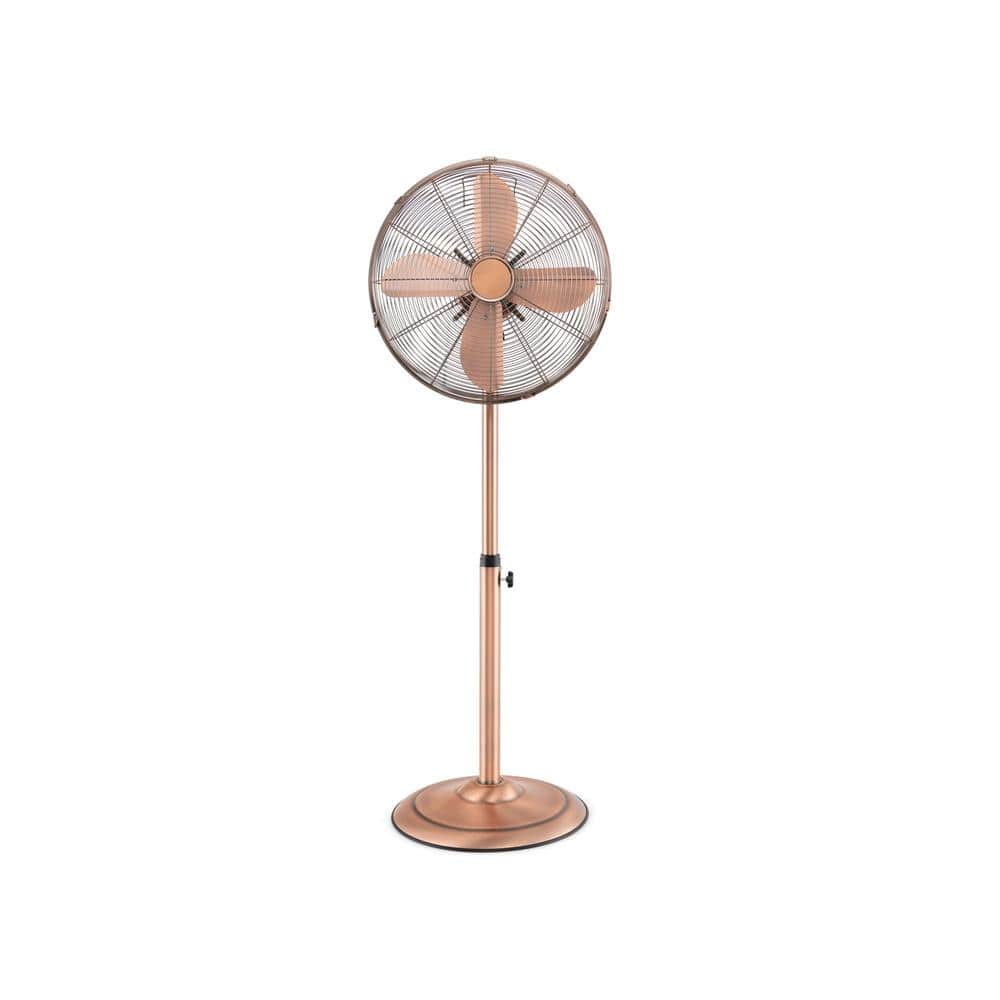 Hongge 16 Inch Pedestal Standing Fan Oscillating Pedestal Fan with 3 Speeds and Adjustable Height-Copper (1)