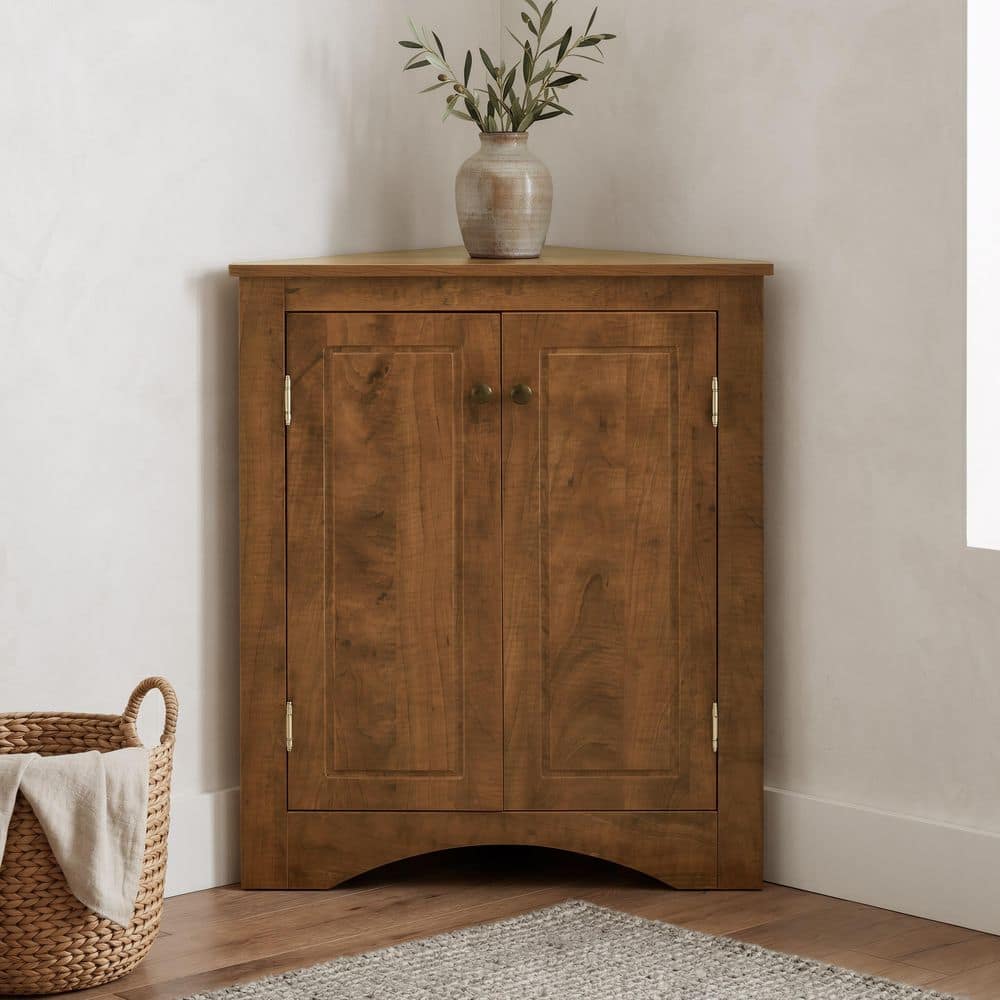 Ximuprmy 17 in. W 17 in. D 32 in. H Freestanding Linen Cabinet, Triangle Storage Cabinet with Adjustable Shelves
