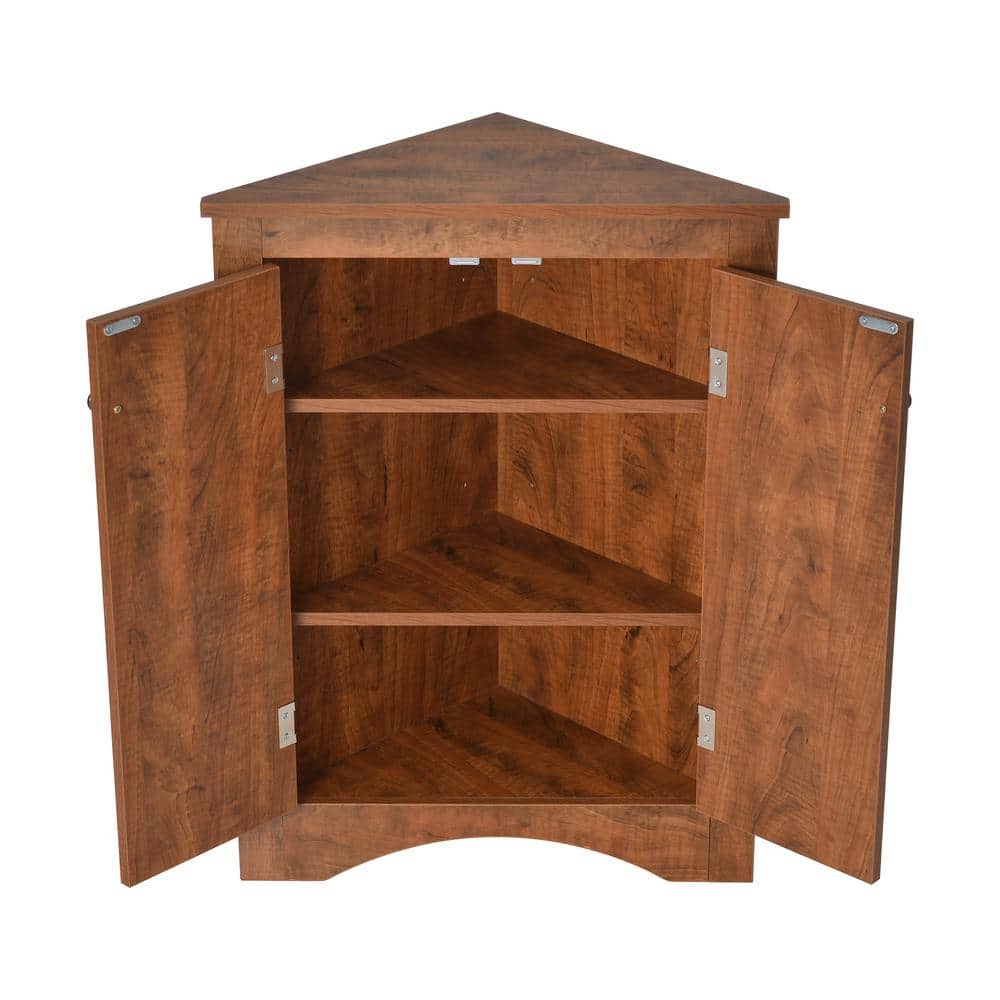 Unbranded 17.2 in. W 17.2 in. D 31.5 in. H Triangle Corner Linen Cabinet with Adjustable Shelves