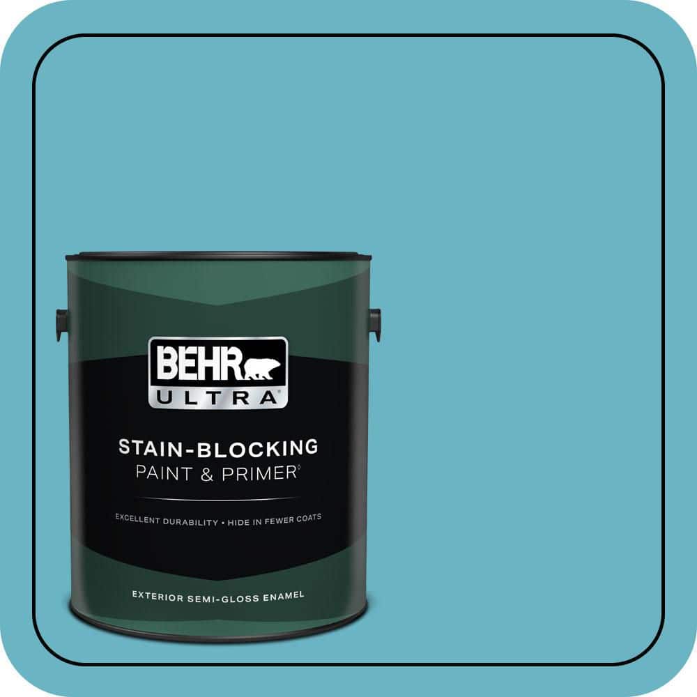BEHR ULTRA 1 gal. #530D-5 Riverside Blue Semi-Gloss Enamel Exterior Paint & Primer