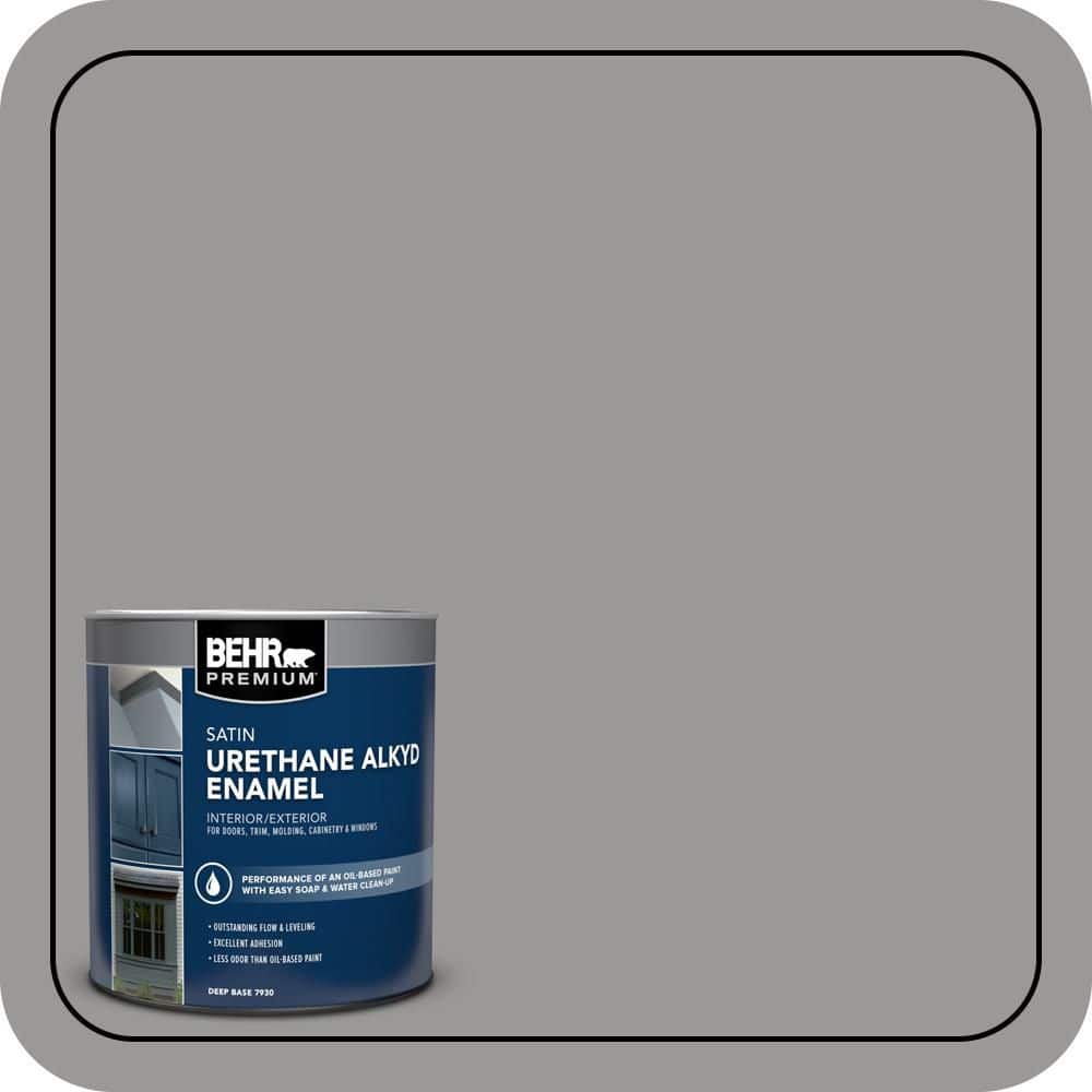 BEHR PREMIUM 1 qt. #HDC-NT-10A Dolphin Gray Urethane Alkyd Satin Enamel Interior/Exterior Paint (1)
