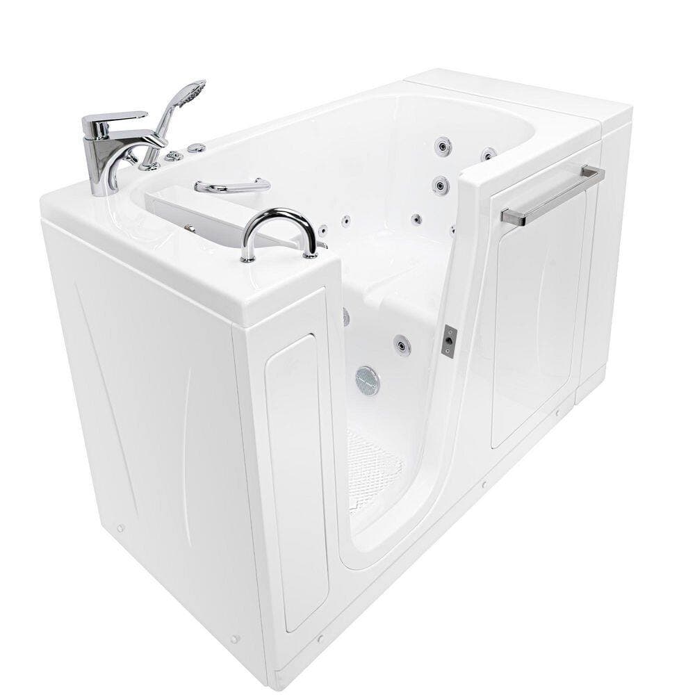 Ella Zen 52 in. x 29.50 in. Left Drain Walk-In Whirlpool Bathtub in White, Inward Swing Door, 2 Piece Faucet, Heated Seat (2)