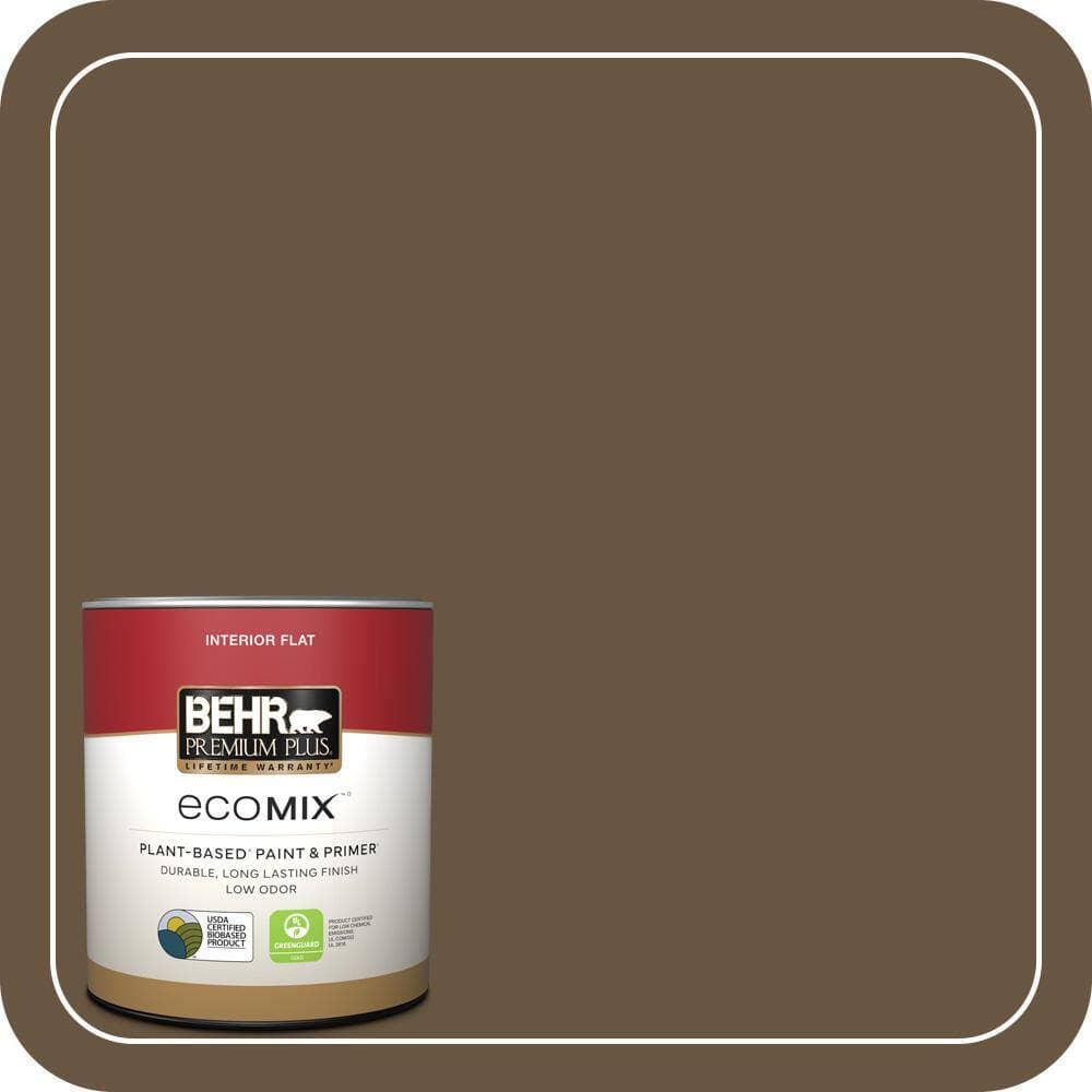 BEHR PREMIUM PLUS 1 qt. #S-H-700 Burley Wood Flat EcoMix Plant-Based Interior Paint & Primer (1)