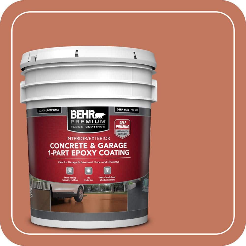 BEHR PREMIUM 5 gal. #PMD-11 Warm Terra Cotta Self-Priming 1-Part Epoxy Satin Interior/Exterior Concrete and Garage Floor Paint (1)