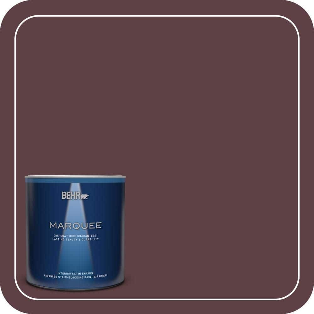 BEHR MARQUEE 1 qt. #MQ1-49 Raspberry Truffle One-Coat Hide Satin Enamel Interior Paint & Primer