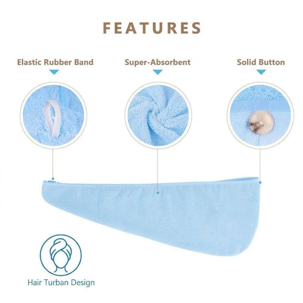 LAIFUCAM White Microfiber Hair Towel Wrap 5 Pack Super Absorbent Quick Dry Turban for All Hair Types Anti-Frizz (2)