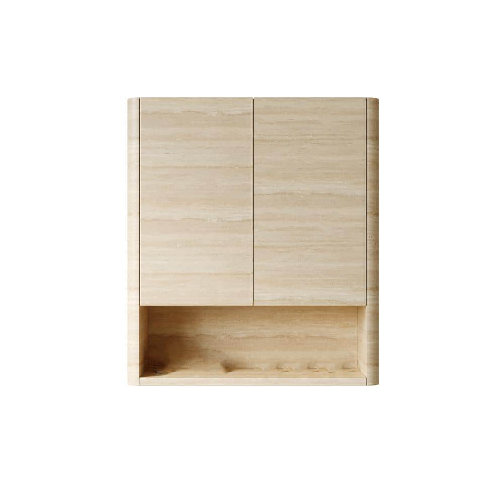 Timussi 26 in. W x 8 in. D x 30 in. H Beige Plywood Bathroom Storage Wall Cabinet with Shelf and Door in Beige (1)