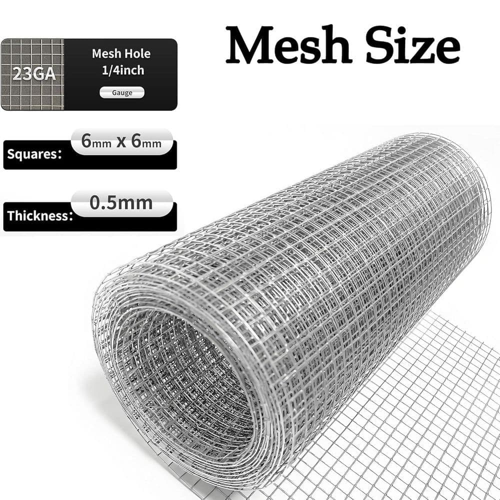 Unbranded 0.25 in. x 4 in. x 10 ft. 23-Gauge, Galvanized Wire Mesh Roll for Chicken Pen Fences and Small Animal Hardware Cloth (3)