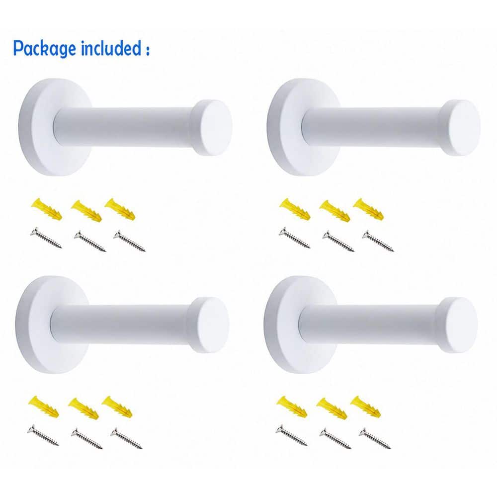 Unbranded Brushed Nickel 4 Pack White Stainless Steel Single Robe Hook Towel Hook 4 in. Wall Mounted Heavy Duty Coat Hanger Set (2)