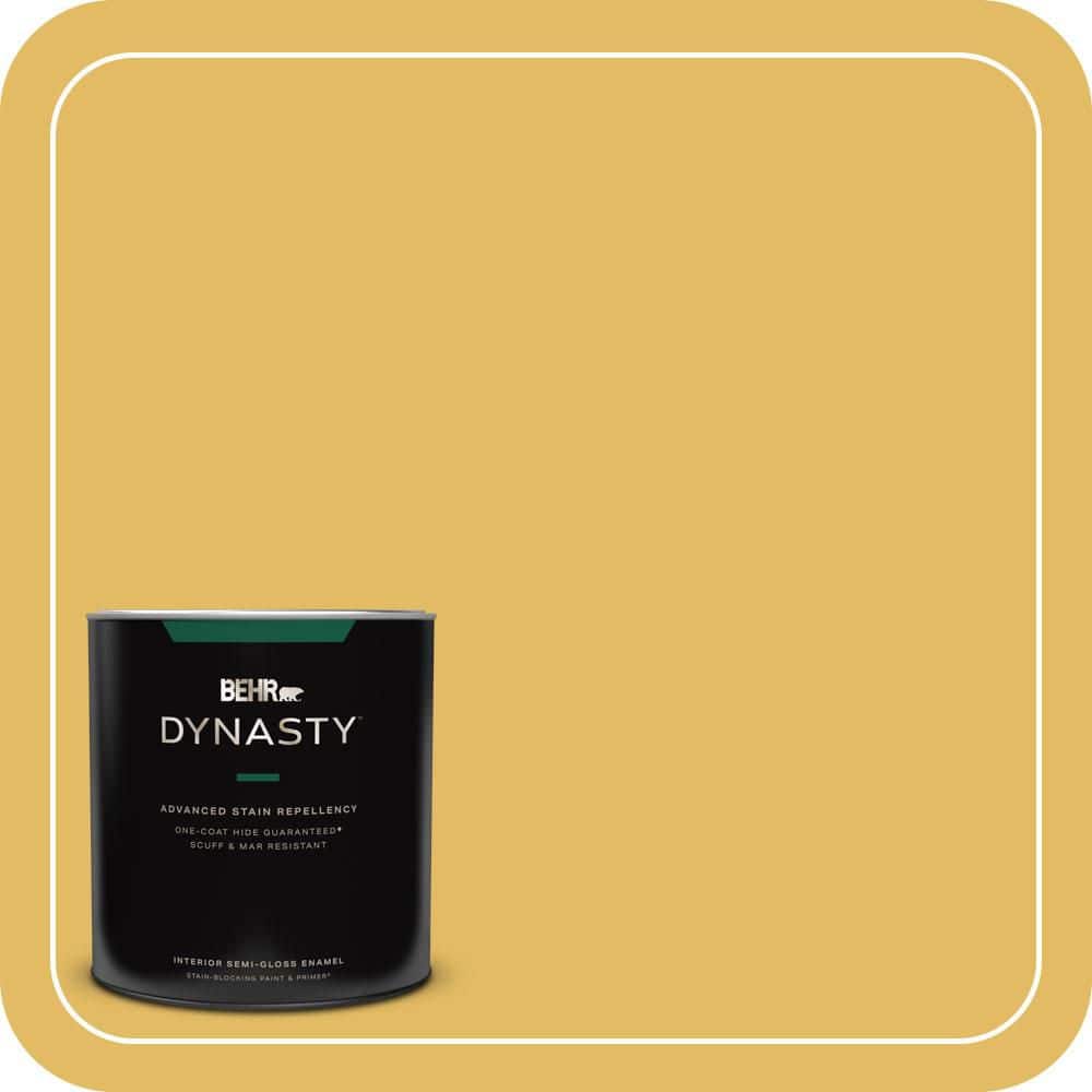 BEHR DYNASTY 1 qt. #MQ4-12 Dandelion Wish One-Coat Hide Semi-Gloss Enamel Interior Stain-Blocking Paint and Primer