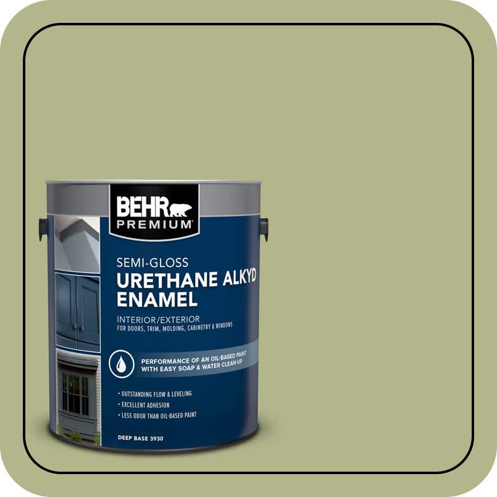 BEHR PREMIUM 1 gal. #M350-4 Sweet Grass Urethane Alkyd Semi-Gloss Enamel Interior/Exterior Paint (1)