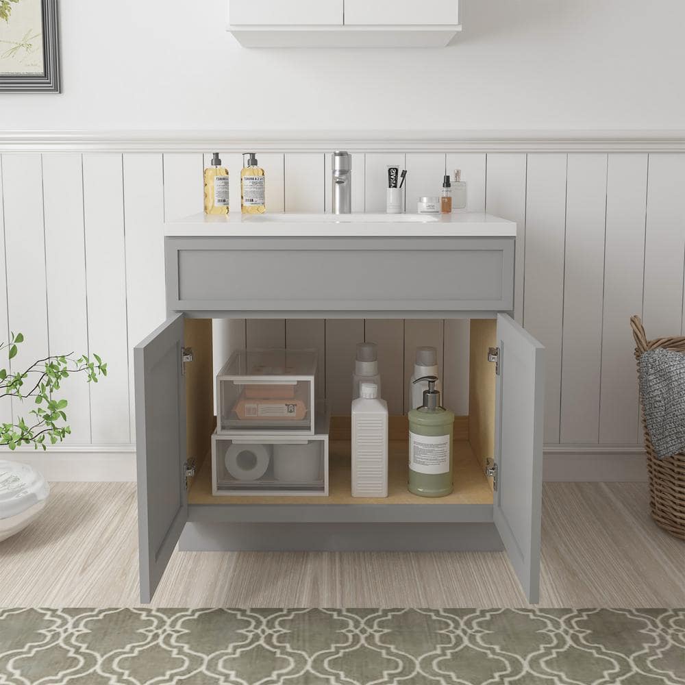 Vanity Art Colton 2-Door Freestanding Shaker Bathroom Vanity Cabinet (No Top) — Unassembled (4)