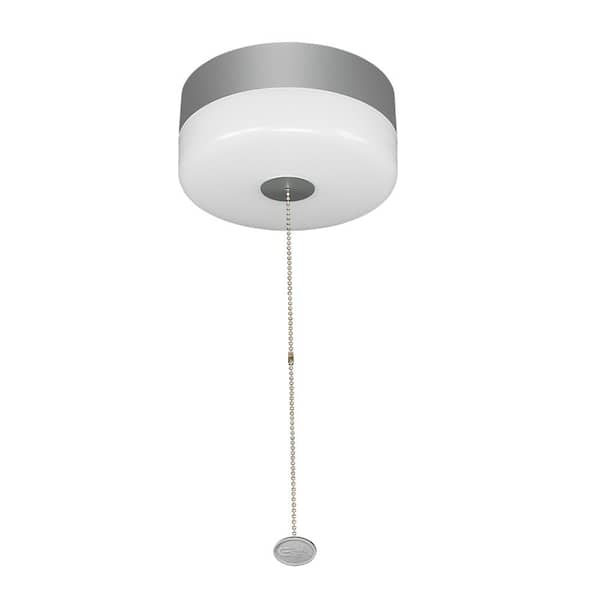 Commercial Electric Spin Light 7 in. Pull Chain Satin Nickel Accent LED Flush Mount Ceiling Light 11.5W Soft White 3000K Install E26 Base