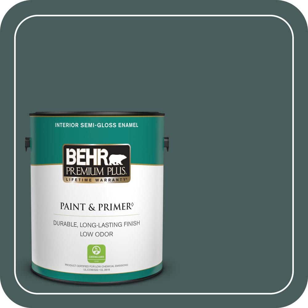 BEHR PREMIUM PLUS 1 gal. #N430-7 Silken Pine Semi-Gloss Enamel Low Odor Interior Paint & Primer