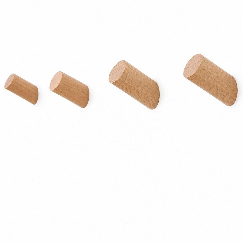 KHKFY J-Hook 4-Pack Rustic Beech Wood Wall-Mount Coat Robe and Towel Hooks, Heavy Duty 35 lbs., 2.43 in. x 1.81 in. (1)