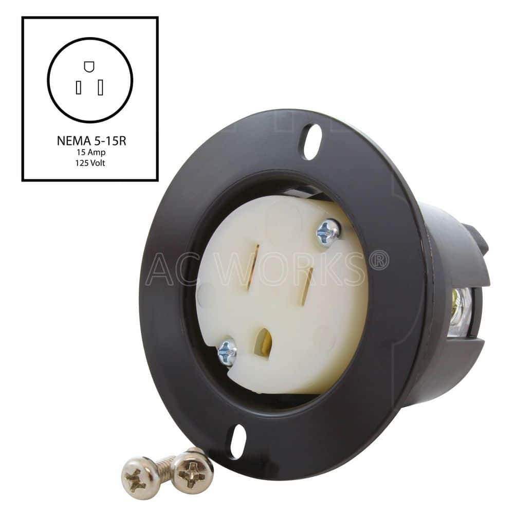 AC WORKS 15A 125V Household Flanged Outlet cULus Certified (2)